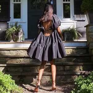 Cecilie Bahnsen Open Back Dress Sculptural Puff Sleeve | Elegant Evening NWT